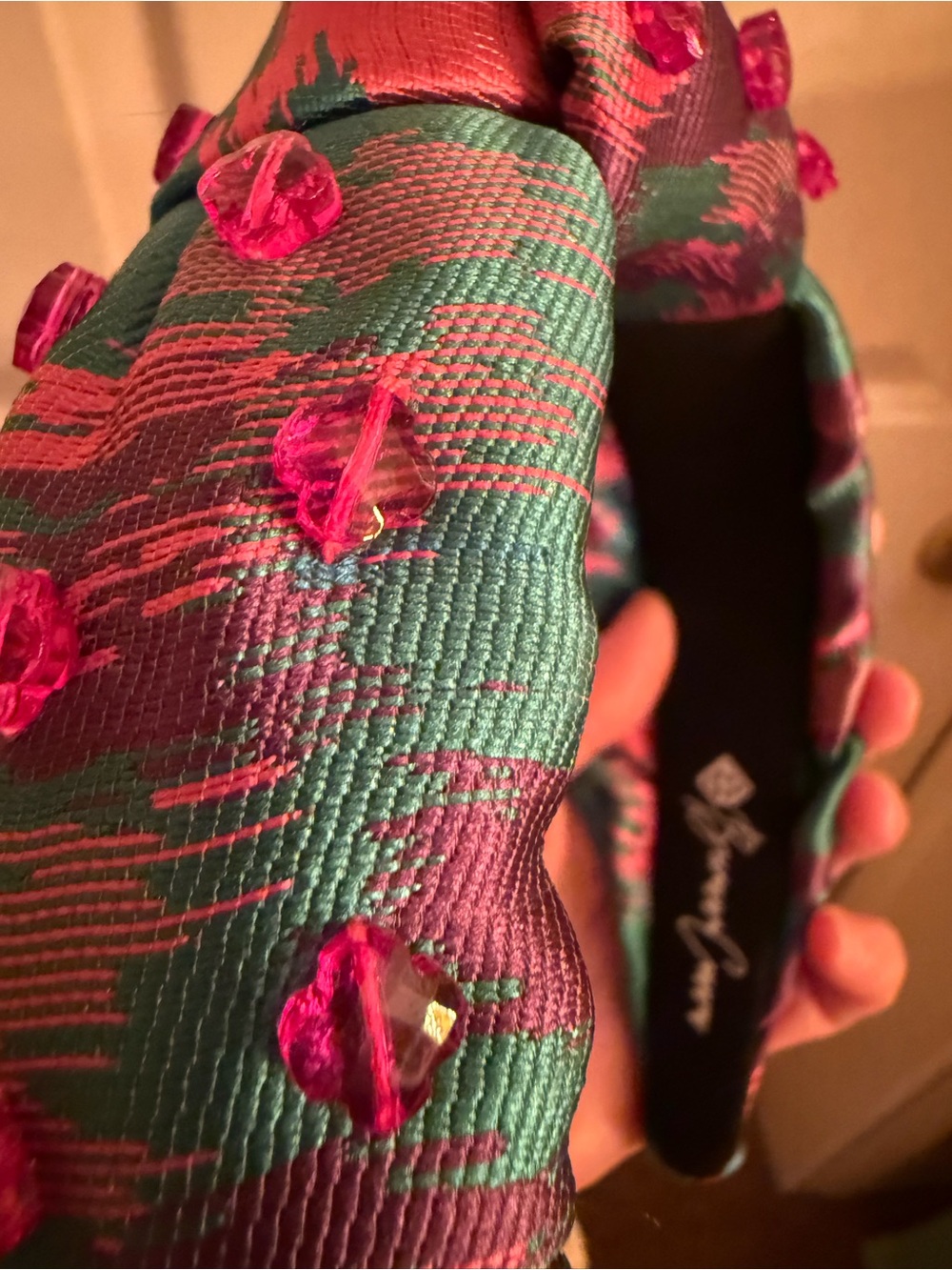Teal and Pink Embellished Padded Headband - Picture 2 of 2